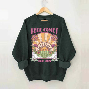 Here Comes The Sun Retro Celestial Sweatshirt