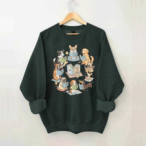 Bookworm Fiction Dog Reading Sweatshirt