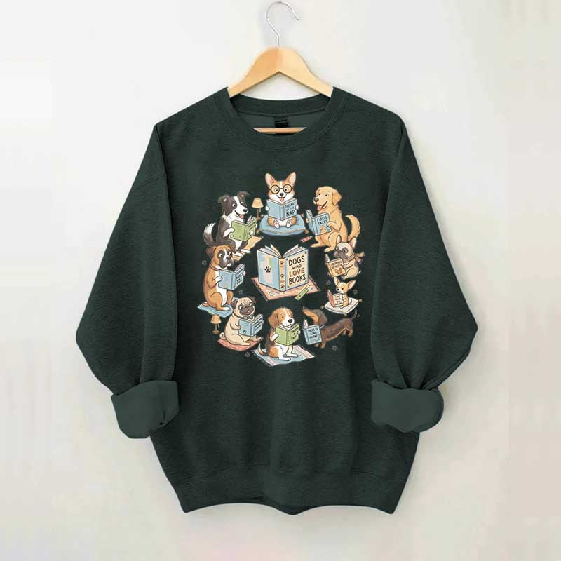 Bookworm Fiction Dog Reading Sweatshirt