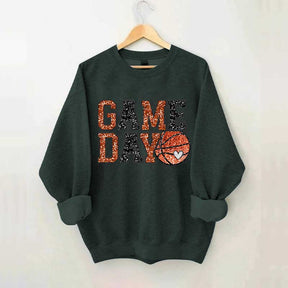 Game Day Basketball Bling Printed Sweatshirt