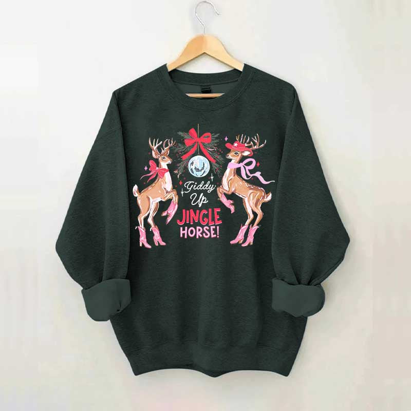 Preppy Cowgirl Christmas Reindeer Sweatshirt