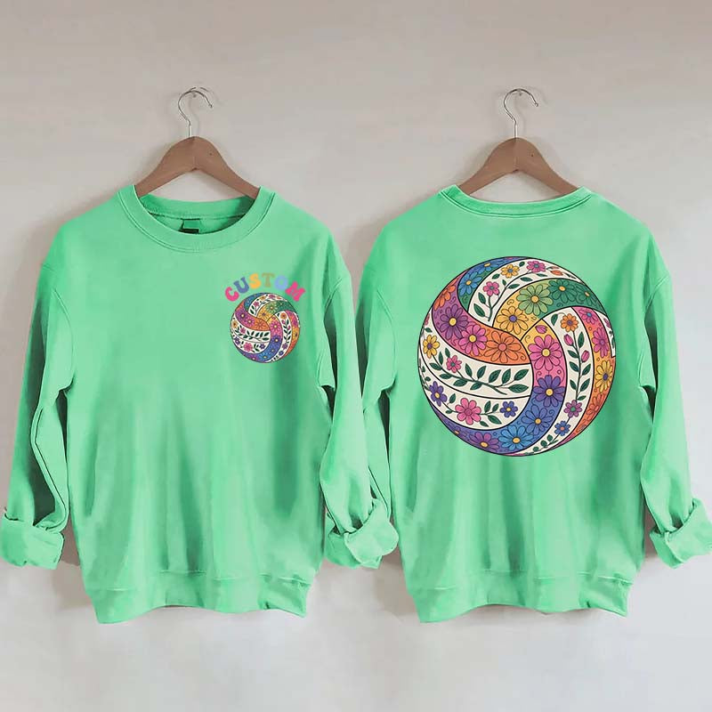Personalized Volleyball Floral Sweatshirt