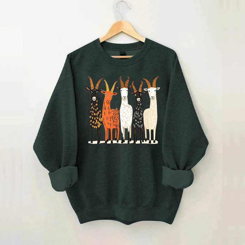 Colorful Goat Funny Farm Animal Sweatshirt
