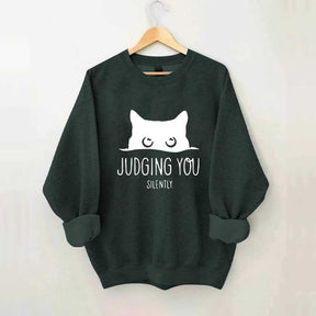 Judging You Silently Black Cat Sweatshirt