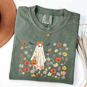 Coquette Floral Ghost Wildflowers Cute T-Shirt