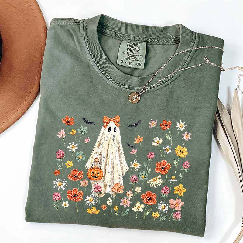 Coquette Floral Ghost Wildflowers Cute T-Shirt