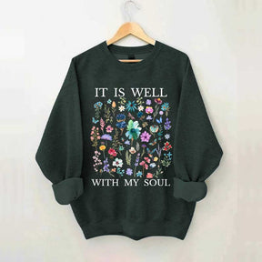 It Is Well Floral Religous Wildflowers Sweatshirt