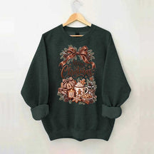 Cozy Christmas Bow Gingerbread Hot Cocoa Holiday Sweatshirt