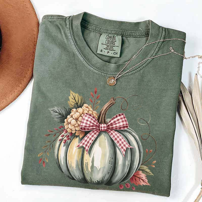 Watercolor Pumpkin Womens Halloween T-Shirt