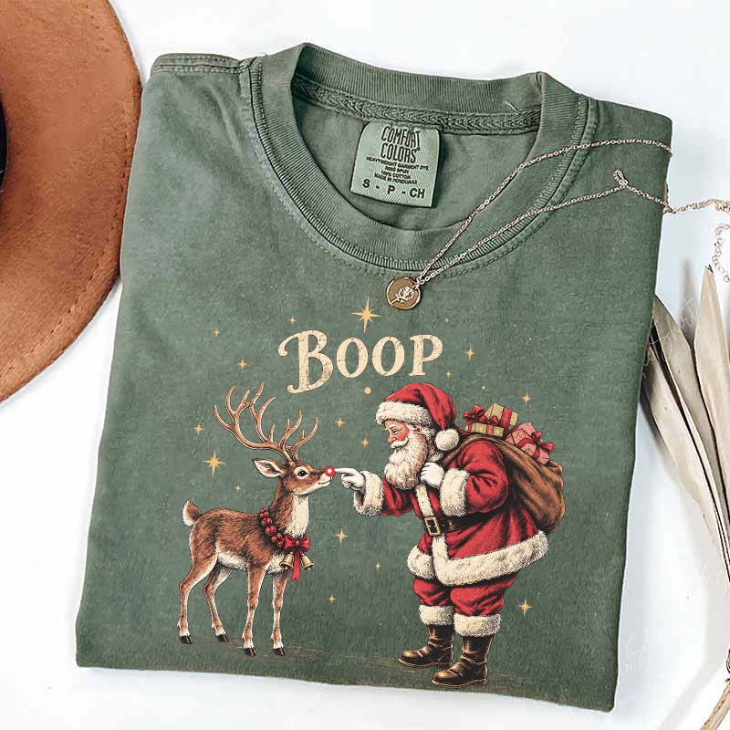 Vintage Santa Reindeer Christmas Boop T-Shirt