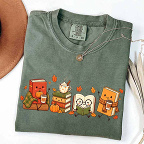 Cozy Book Lover Coffee Pumpkin T-Shirt
