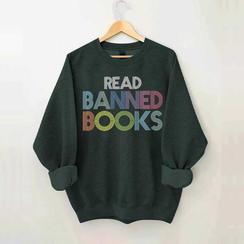 Retro Read Banned Books Rainbow Sweatshirt