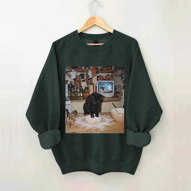 Halloween Black Cat Ghost Sweatshirt