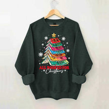 Cute All Booked For Christmas Tree Sweatshirt