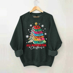 Cute All Booked For Christmas Tree Sweatshirt