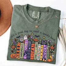 It's a Good Day to Read a Spooky Book Floral T-Shirt