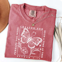 Bible Verse Esther 4:14 Butterfly Floral T-Shirt