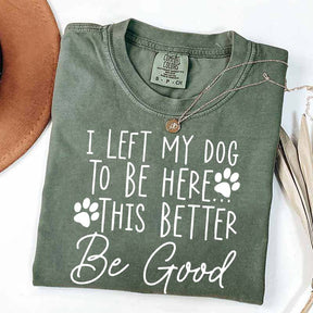 I Left My Dog To Be Here This Better Be Good Funny T-Shirt