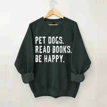 Retro Bookish Reading Books and Dogs Sweatshirt