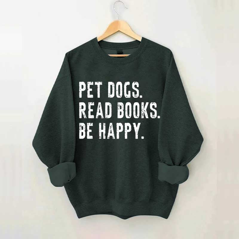 Retro Bookish Reading Books and Dogs Sweatshirt