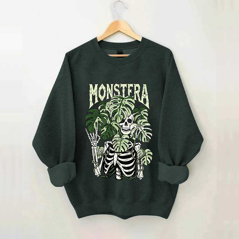 Monstera Skeleton Botanical Plant Sweatshirt