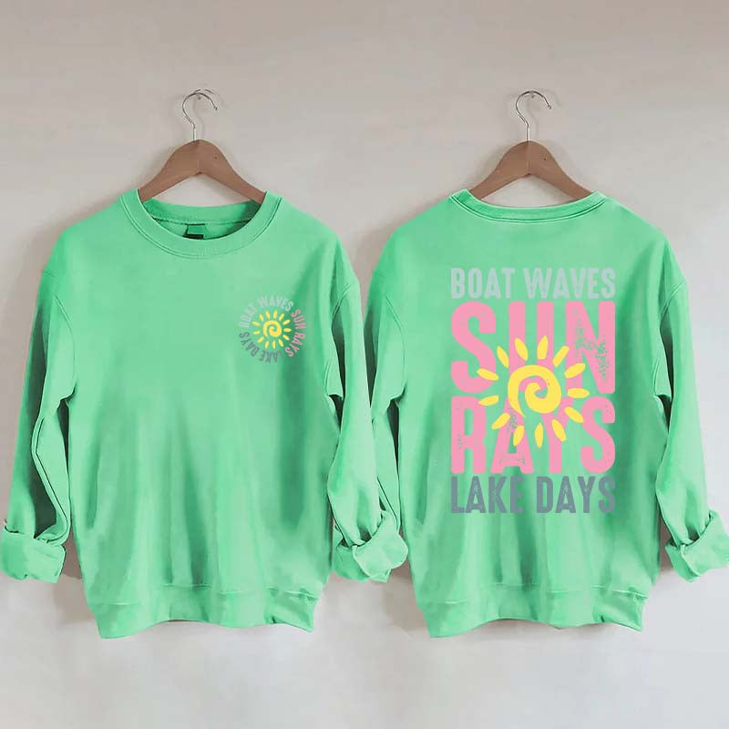 Boat Waves Sun Rays Lake Days Sweatshirt