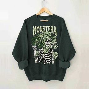 Monstera Skeleton Plant Halloween Sweatshirt