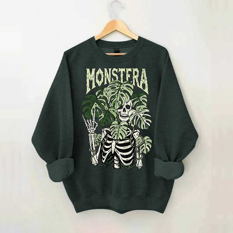 Monstera Skeleton Plant Halloween Sweatshirt