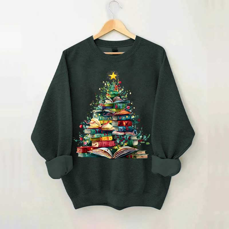 Christmas Book Tree Xmas Lover Sweatshirt