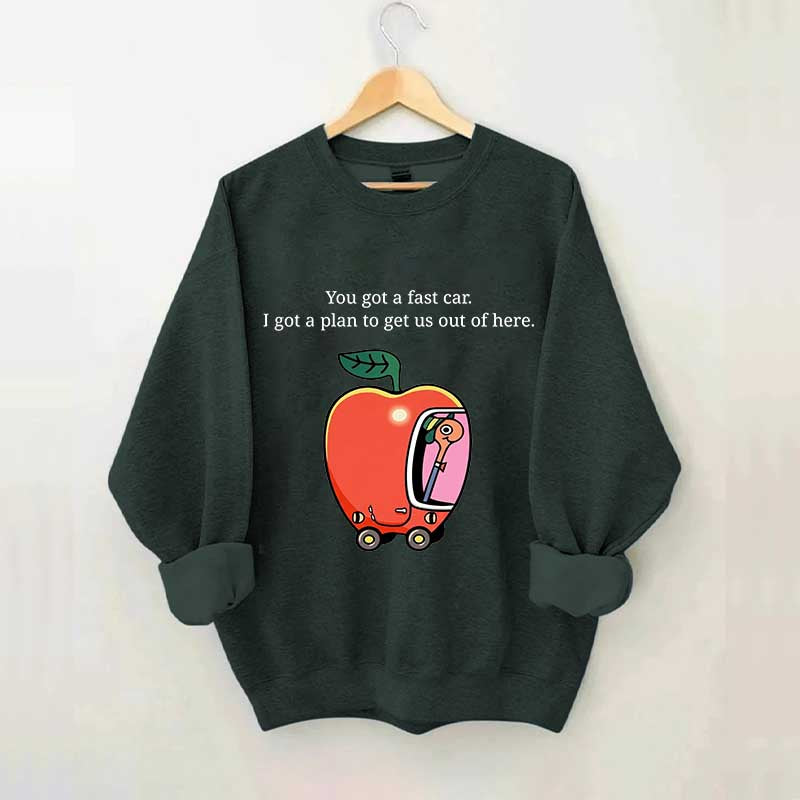 Apple Car Driving Fast Car Sweatshirt