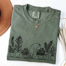 Cats and Plants Line T-Shirt