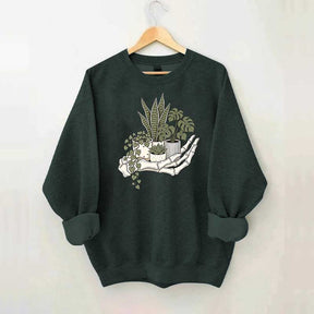 Skeleton Hand Cradling Potted Plants Sweatshirt