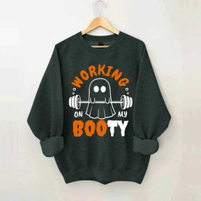 Working On My Booty Halloween Ghost Gym Sweatshirt
