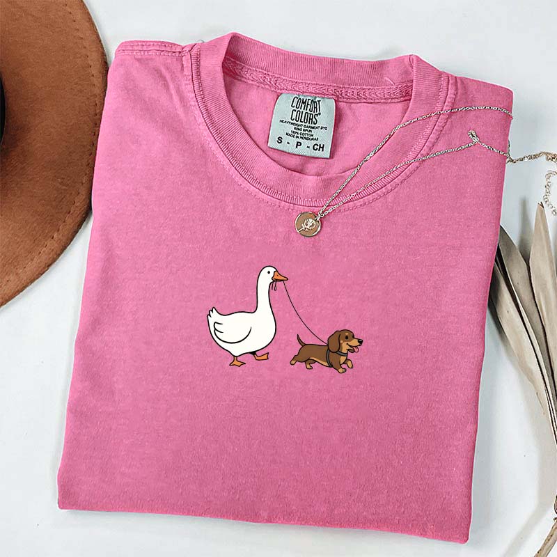 Goose and Dachshund Dog T-Shirt