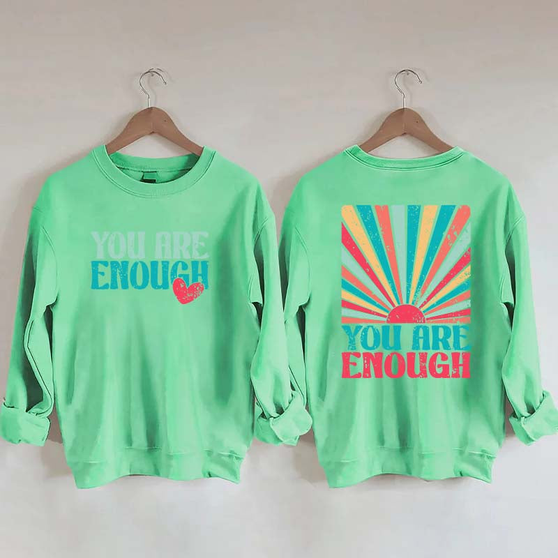 You Are Enough Vintage Retro Rainbow Sweatshirt