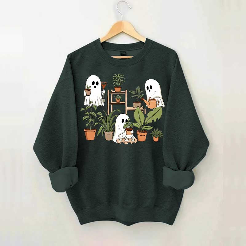 Cute Crazy Plant Lady Ghost Sweatshirt