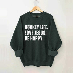Comfort Colors Hockey Life Love Jesus Sweatshirt