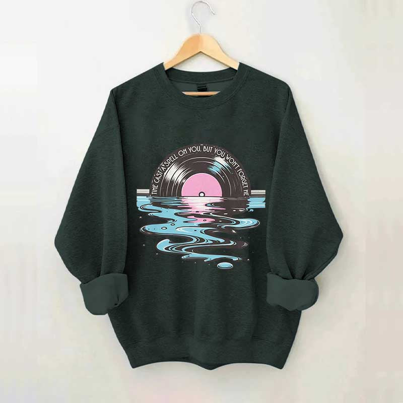 Time Casts A Spell On You Retro Vinyl Record Sweatshirt
