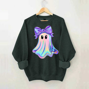 Shimmering  Iridescent Glitter Ghost Sweatshirt