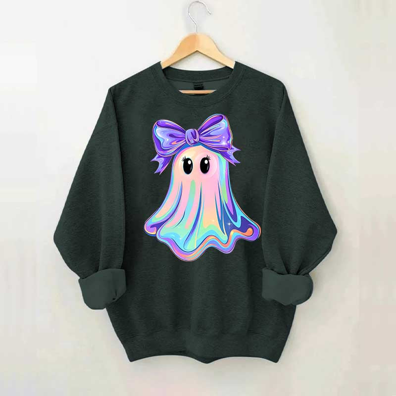 Shimmering  Iridescent Glitter Ghost Sweatshirt