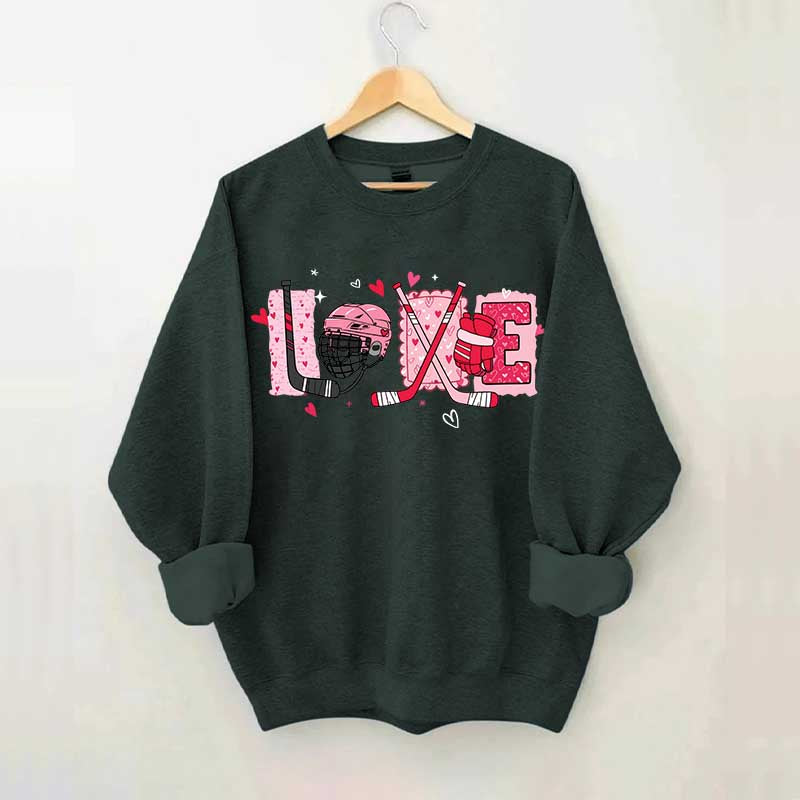Hockey Valentine Heart Sweatshirt