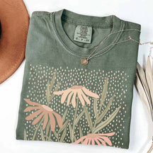 Boho Floral Abstract Botanical Aesthetic T-Shirt