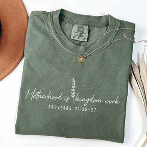 Motherhood is Kingdom Work Floral Religious T-Shirt