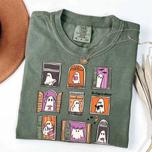 Too Cozy To Haunt Ghost Window T-Shirt