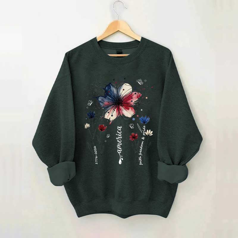 USA 250th Anniversary Floral Sweatshirt