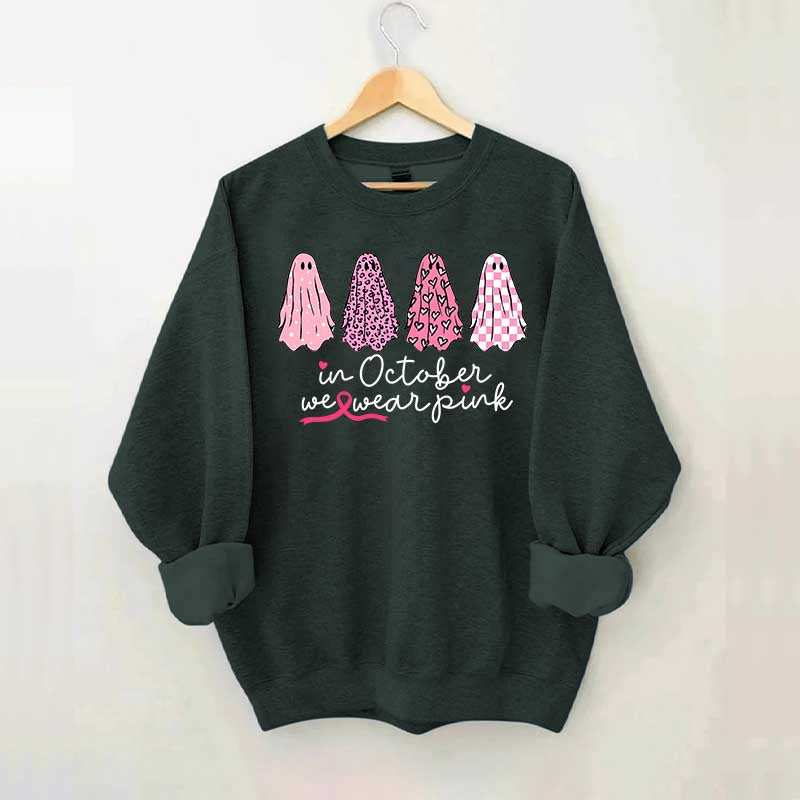 In October We Wear Pink Ghost Cancer Fighter Sweatshirt