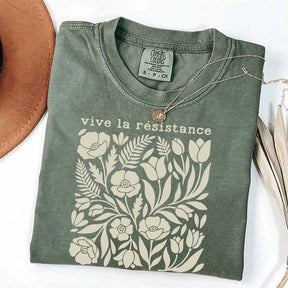Vive La Resistance Floral Pattern Resist T-Shirt