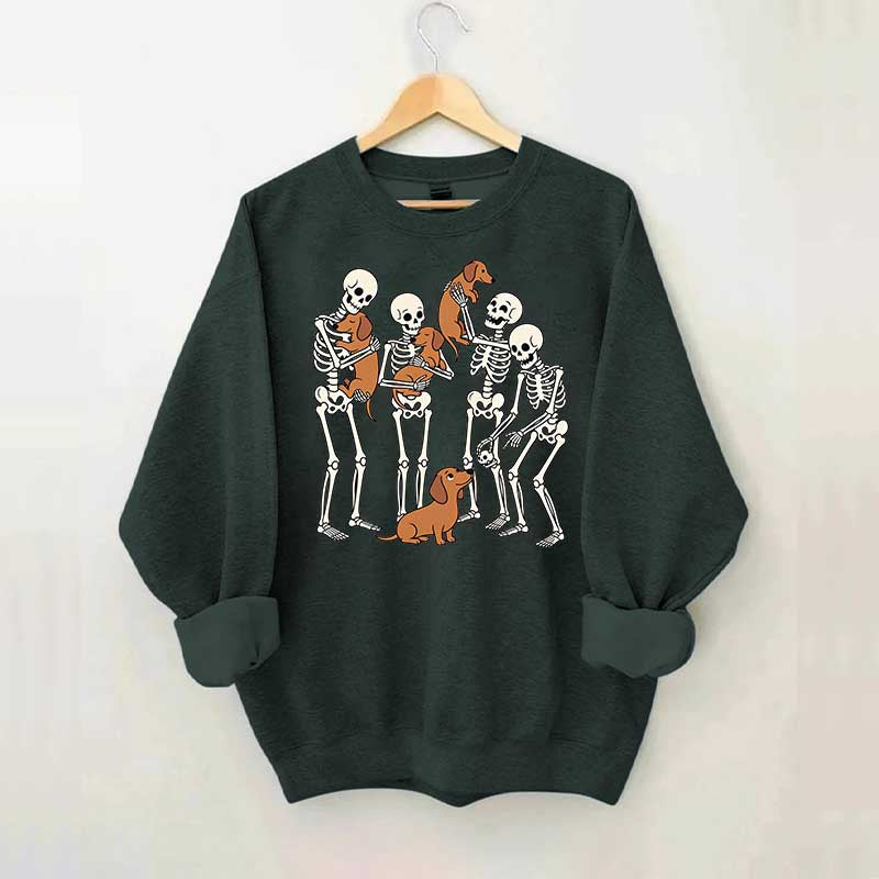 Halloween Dachshund Spooky Season Skeleton Bone Sweatshirt