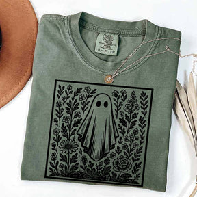 Vintage Wildflowers Graphic With Ghost T-Shirt