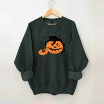 Vintage Black Cat Halloween Pumpkin Sweatshirt